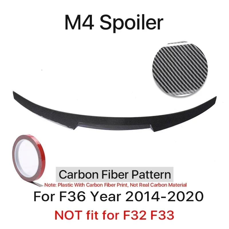 Rear Trunk Spoiler Bumper Lip For BMW 4 Series F32 F33 F36 Carbon Fiber PSM M4 MP Style Wing Tail Kit 2014-2020 Gloss Black